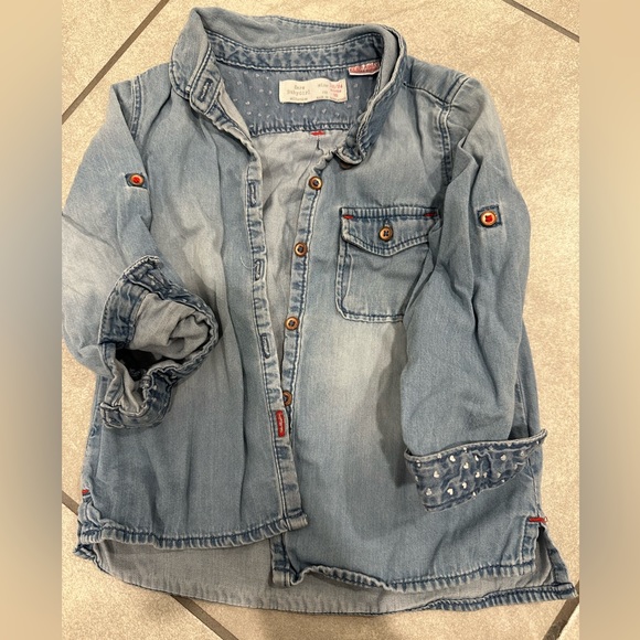 Zara Shirts & Tops Zara Babygirl Jean Button Down Shirt Poshmark
